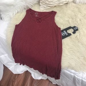 Black and red stripe tank top